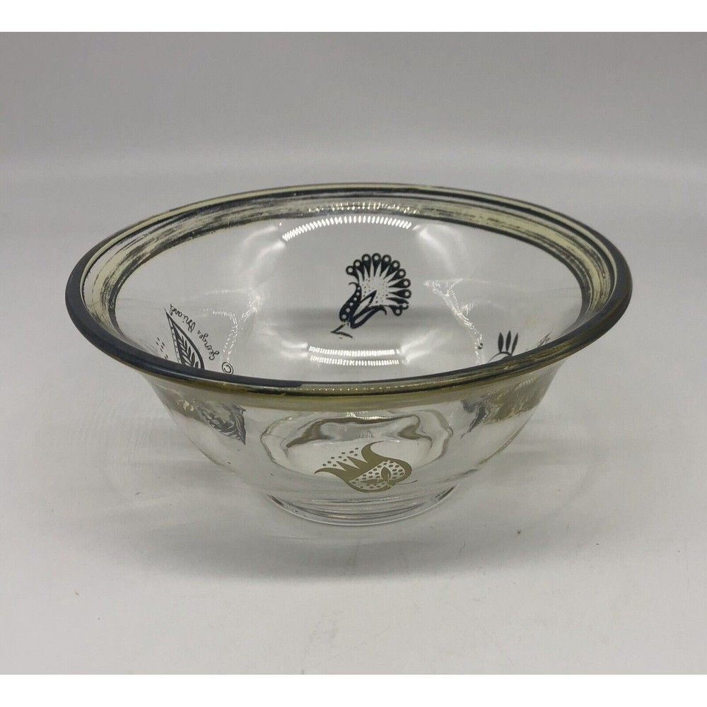 Vintage 1960’s George Briard Candy/Nut Dish MCM Signed Gold Floral Clear Glass